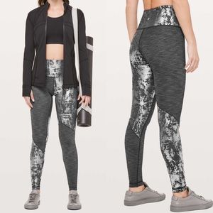 Lululemon Wunder Under High Rise Tight Foil 28”: Heather Black / Crinkle Brindle